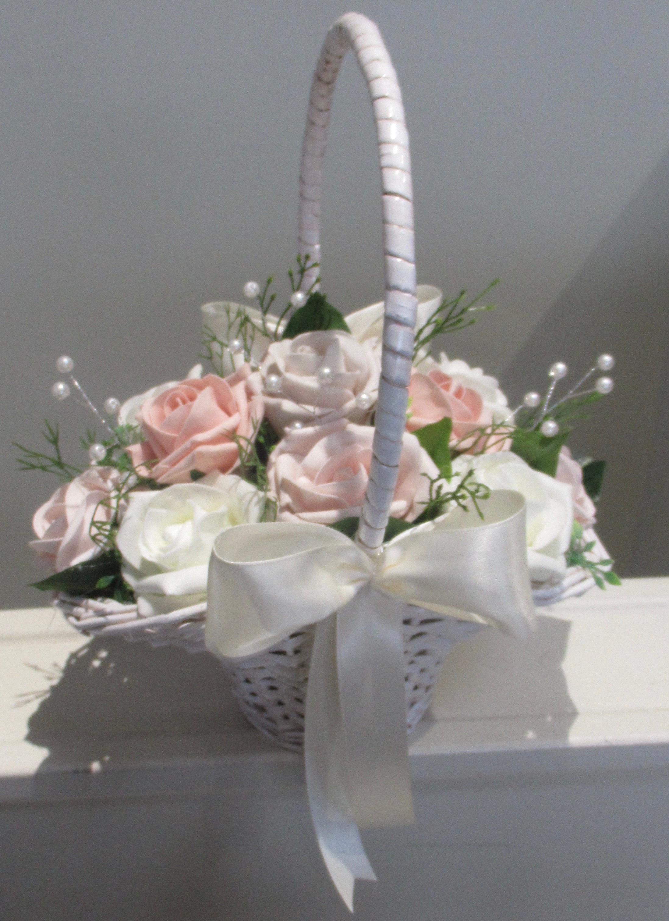 Blush, Vintage Peach & Ivory Flower Girl Basket